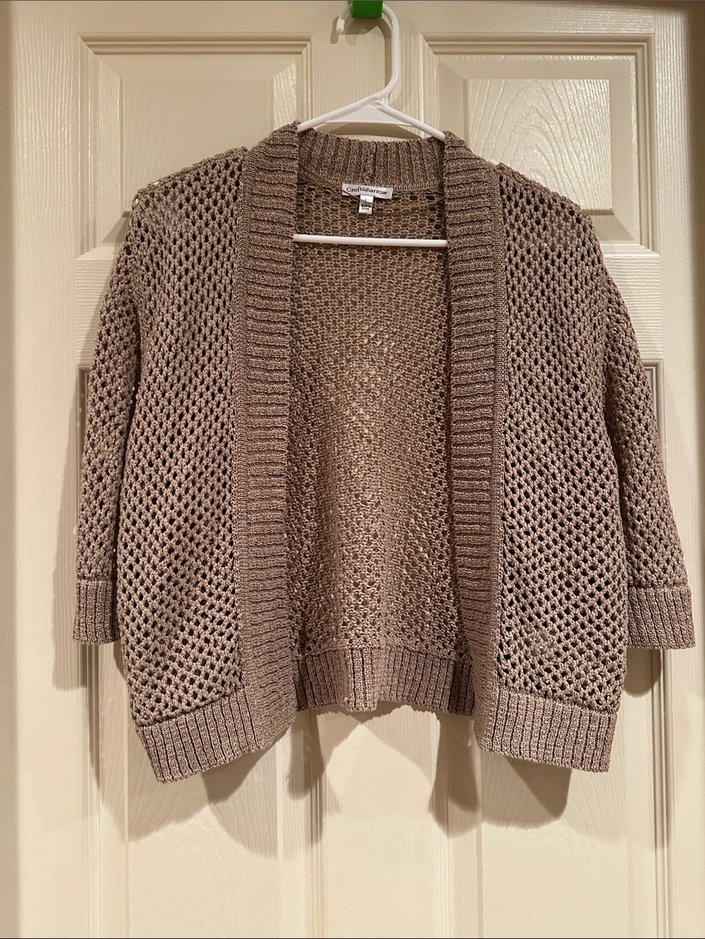 croft & barrow Taupe Open Weave Cardigan